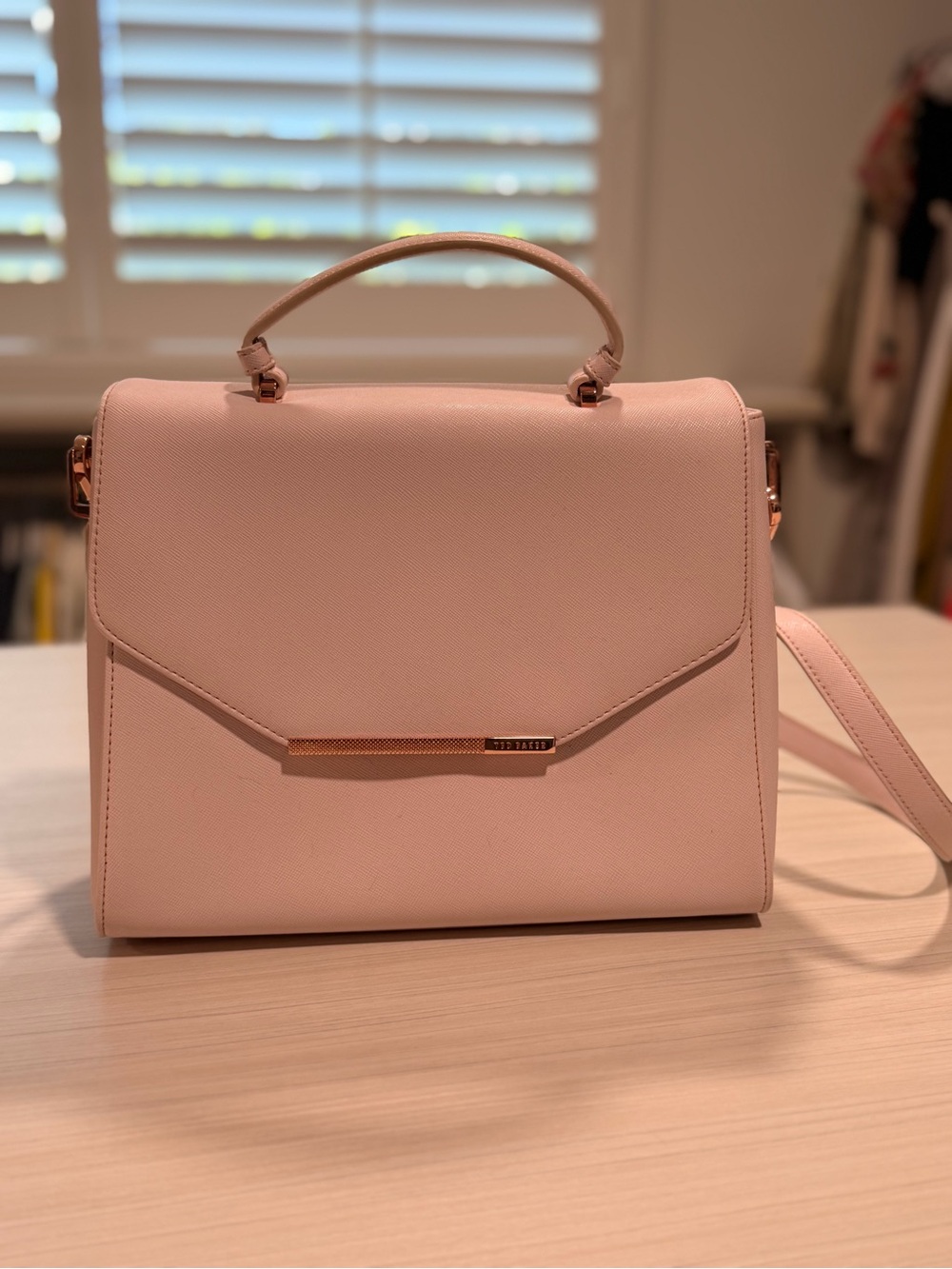 Ted Baker Blush Top-Handle Satchel with Rose Gold Trim
